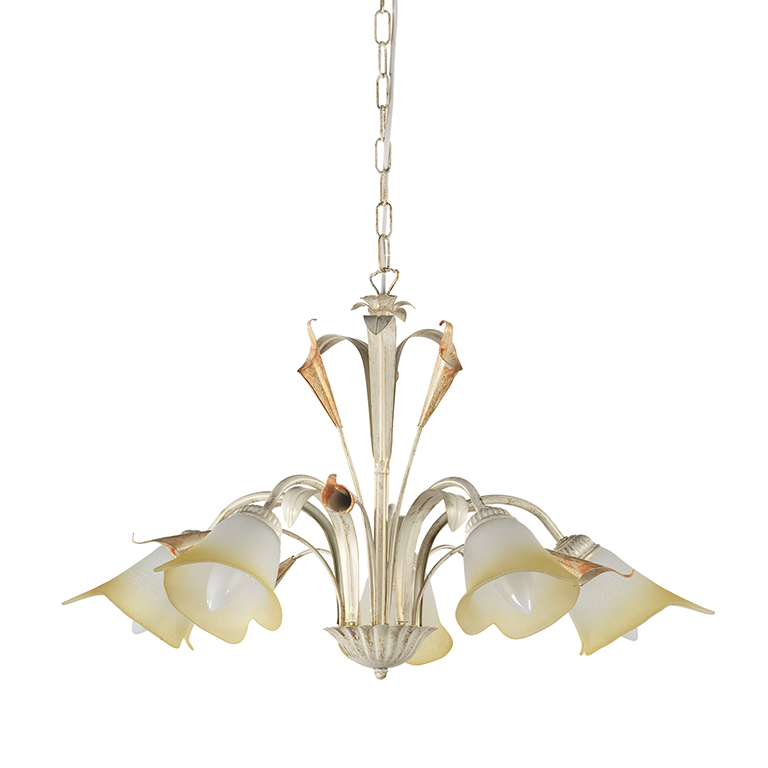 Lampadario 5 luci Lucrezia Avorio